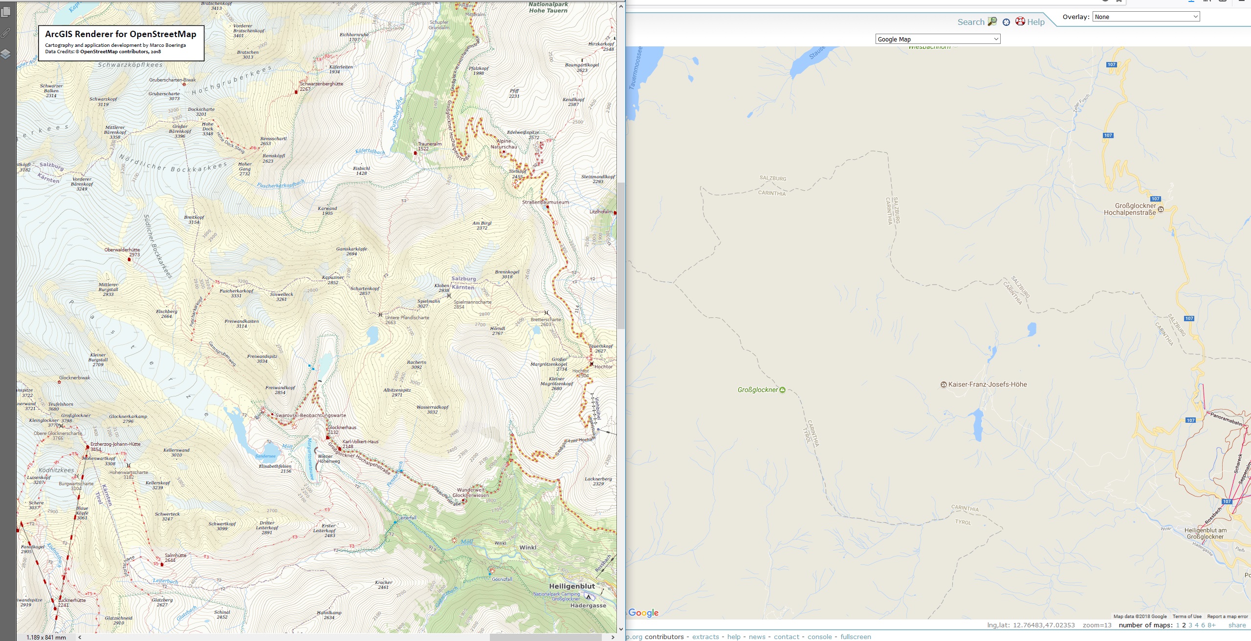 ArcGIS Renderer for OpenStreetMap - Austria - Hohe Tauern