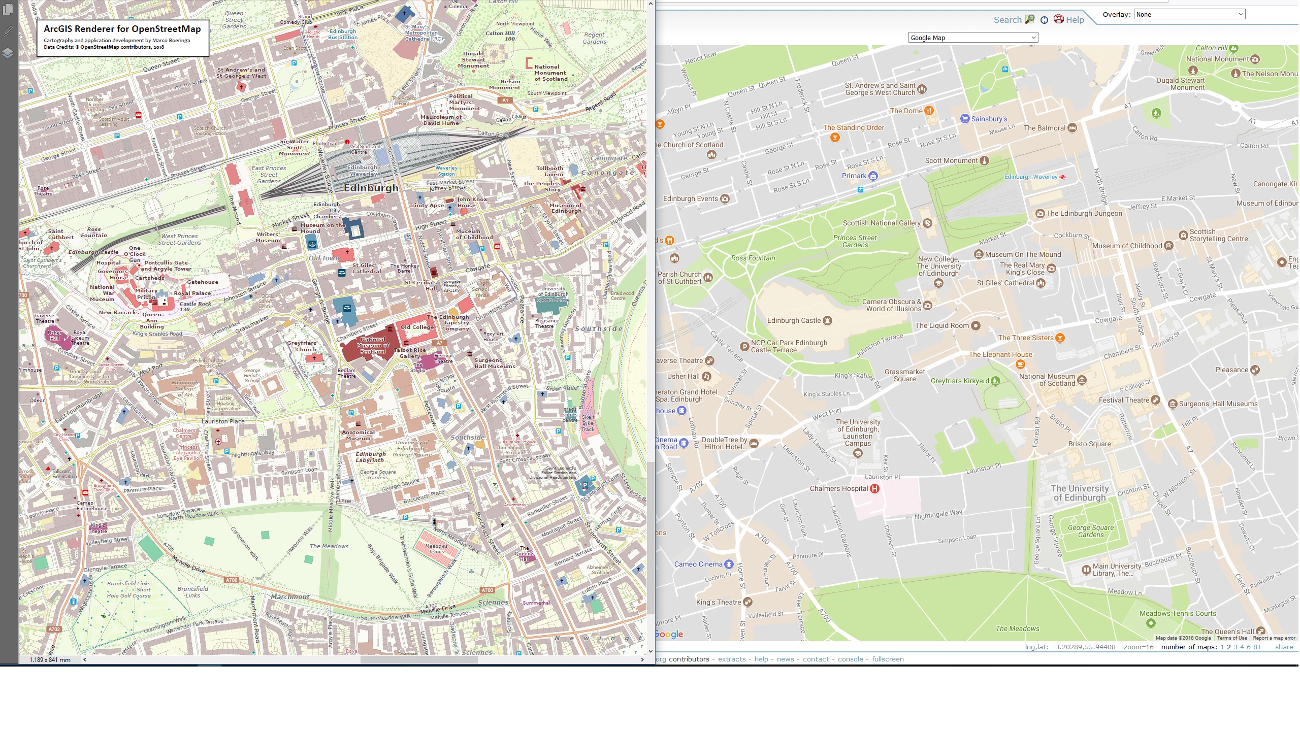 ArcGIS Renderer for OpenStreetMap - United Kingdom - Edinburgh
