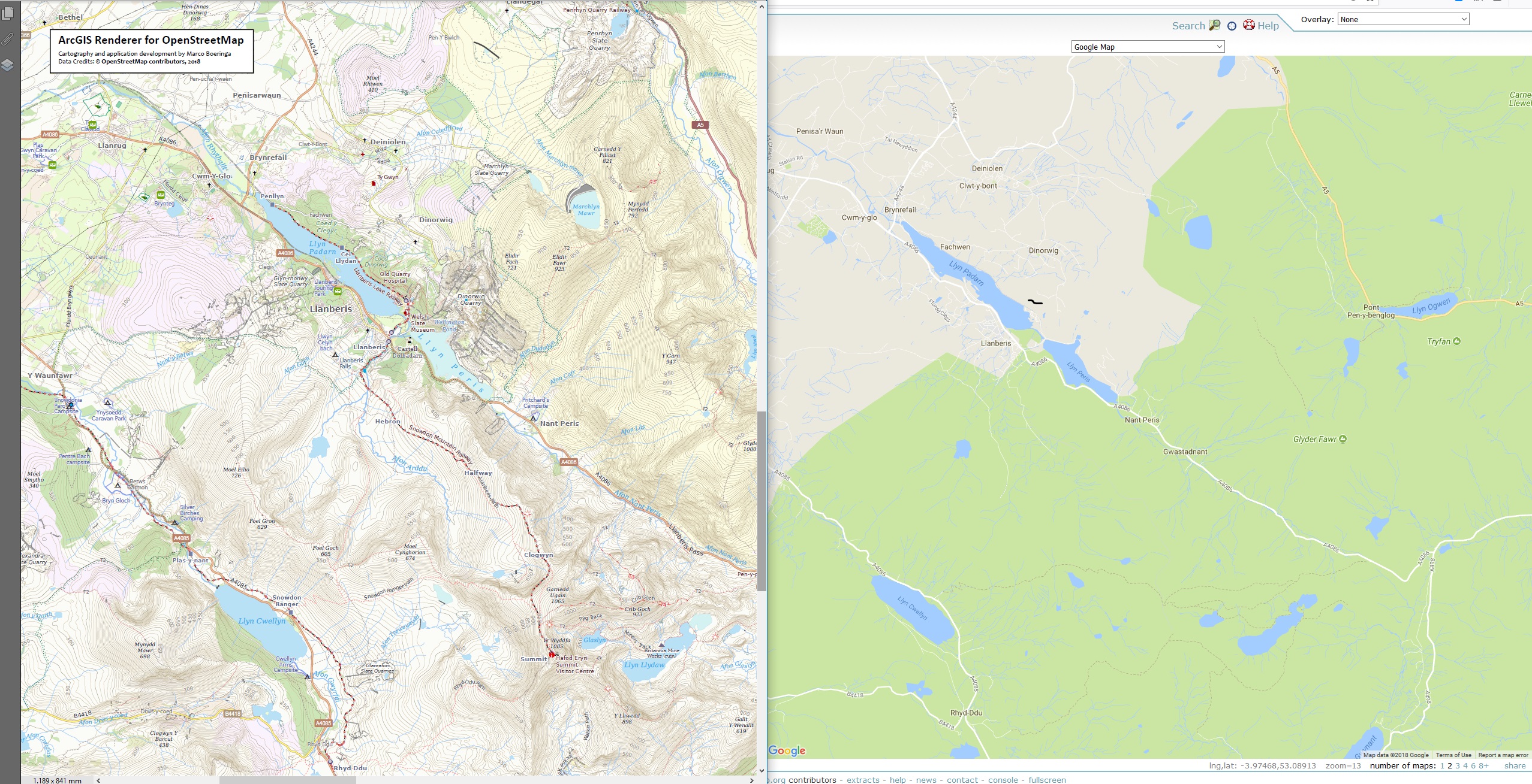 ArcGIS Renderer for OpenStreetMap - United Kingdom - Snowdonia