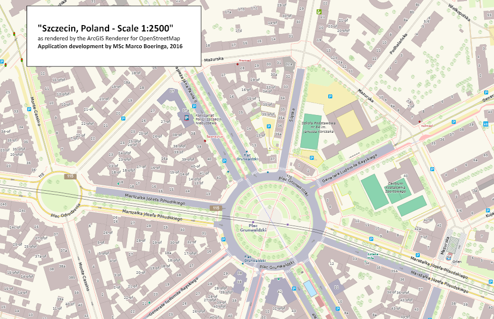 ArcGIS OpenStreetMap Area:Highway rendering example 1