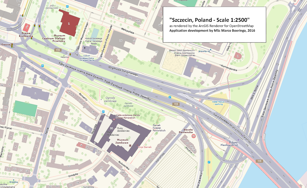 ArcGIS OpenStreetMap Area:Highway rendering example 2